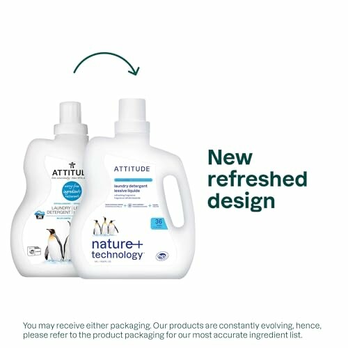 Two bottles of Attitude laundry detergent with new refreshed design