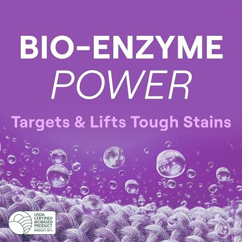 Bio-enzyme power targets and lifts tough stains with USDA certified label.