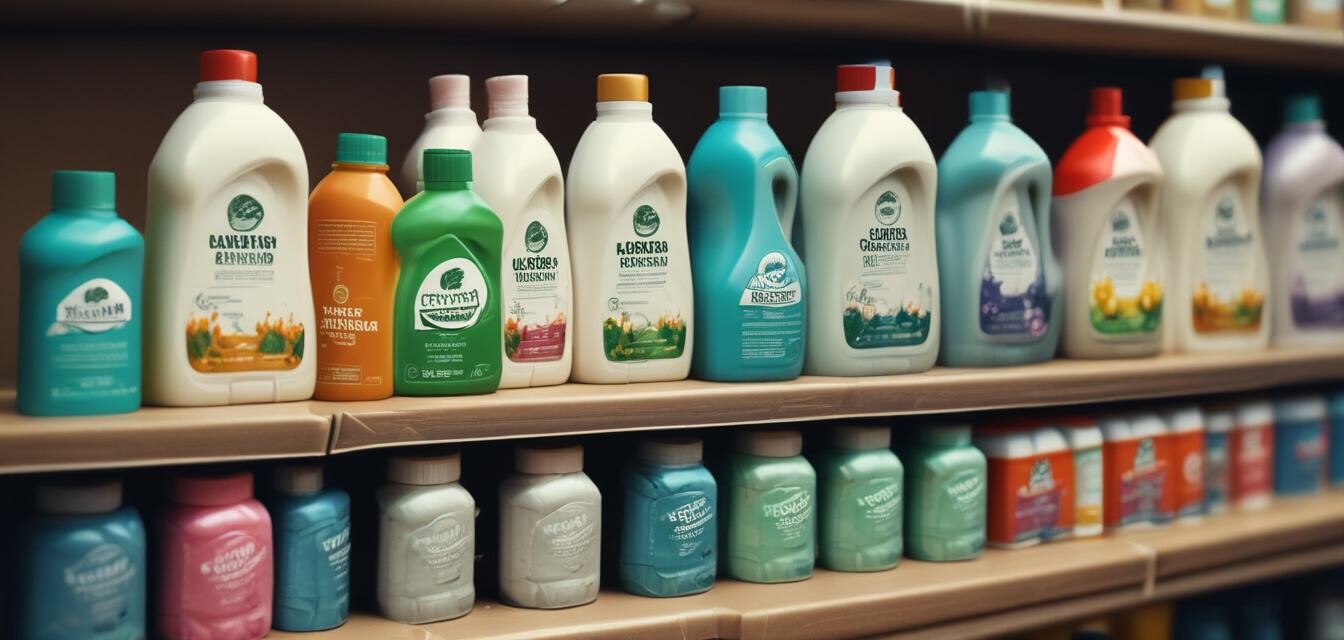 Conventional detergents on a store shelf