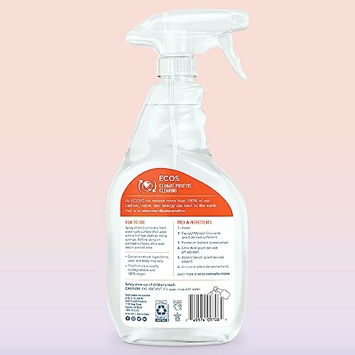 ECOS cleaning spray bottle with label and instructions.