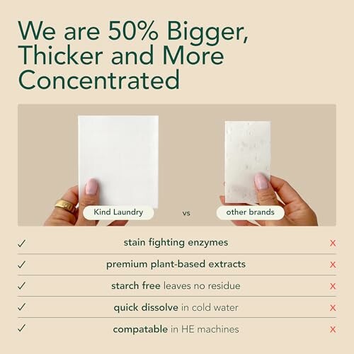 Comparison between Kind Laundry and other brands highlighting features.