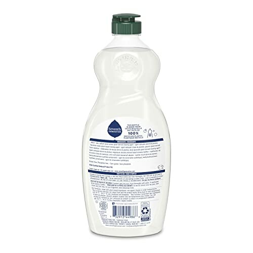 Back view of a Seventh Generation dish soap bottle with label details.