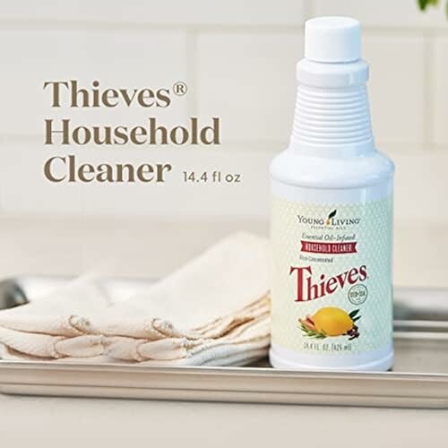 Thieves Household Cleaner bottle on a tray