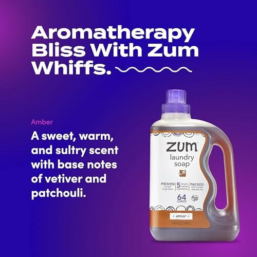 Zum laundry soap with aromatherapy scent description.